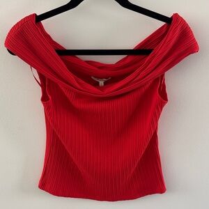 Madewell Scarlet Ribbed Off-Shoulder Blouse